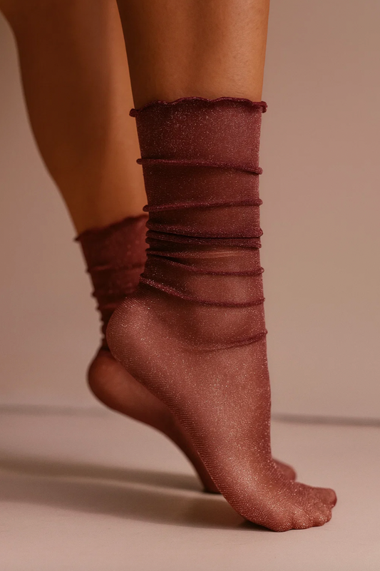 Wine Red Sparkle Socks
